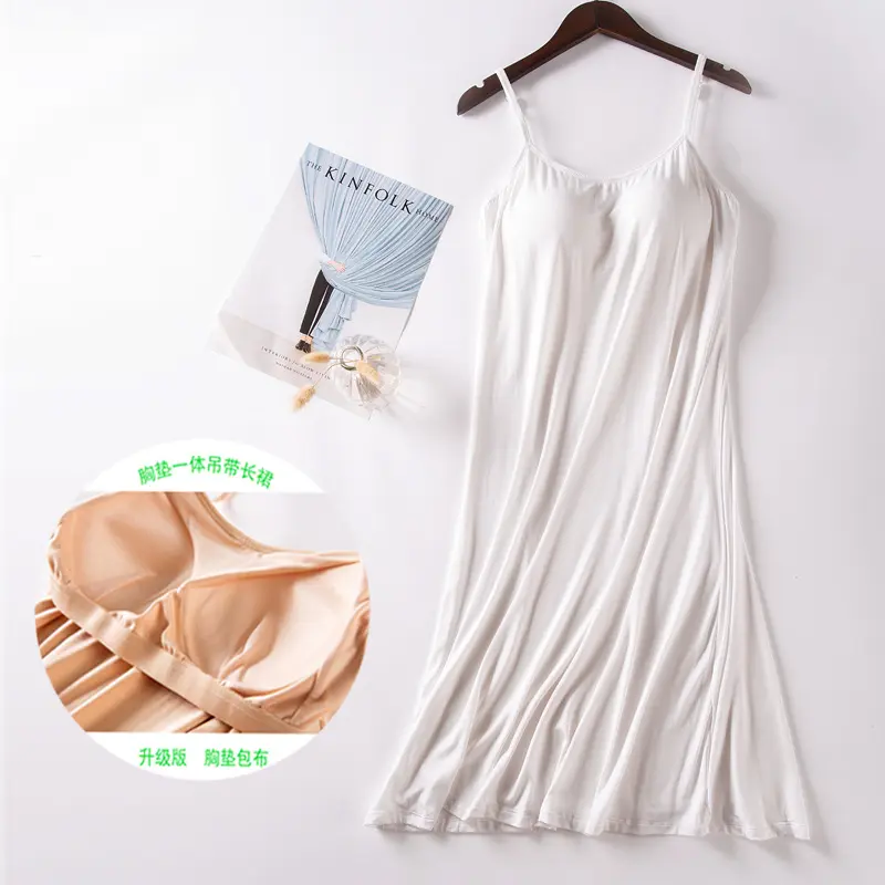 Modal Night Dress Chest Pad Suspenders Lingeries Summer Women's Nightgowns Sexy Nightwear Female Comfortable Sleep Shirts