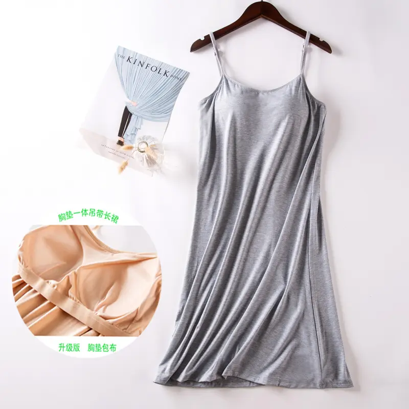 Modal Night Dress Chest Pad Suspenders Lingeries Summer Women's Nightgowns Sexy Nightwear Female Comfortable Sleep Shirts