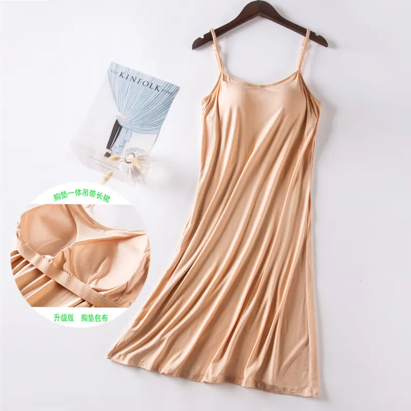 Modal Night Dress Chest Pad Suspenders Lingeries Summer Women's Nightgowns Sexy Nightwear Female Comfortable Sleep Shirts