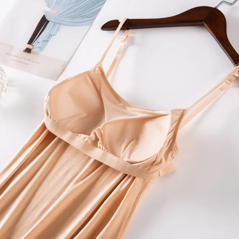 Modal Night Dress Chest Pad Suspenders Lingeries Summer Women's Nightgowns Sexy Nightwear Female Comfortable Sleep Shirts