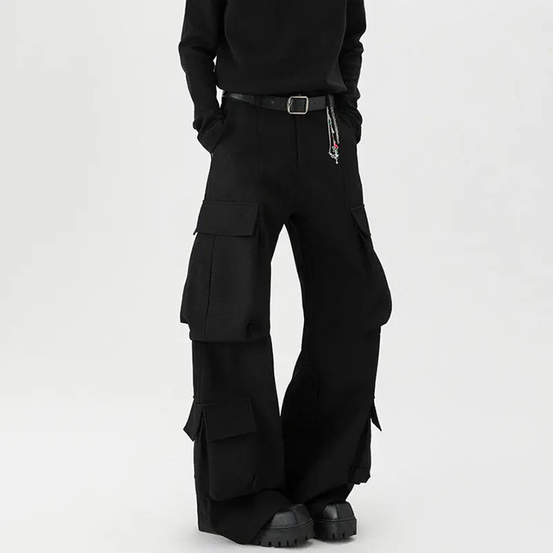 IEFB Summer Autumn Men's Cargo Pants Personality Multi Pockets Baggy Male Overalls Black High Street New Fashion Trend 9W3180