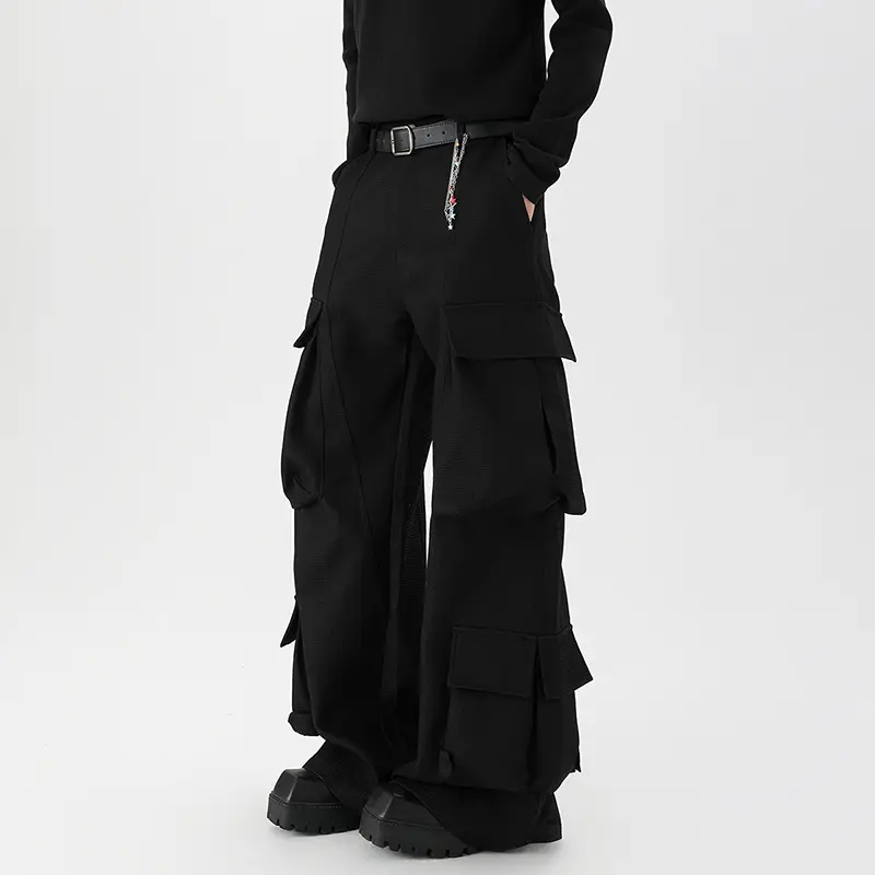 IEFB Summer Autumn Men's Cargo Pants Personality Multi Pockets Baggy Male Overalls Black High Street New Fashion Trend 9W3180