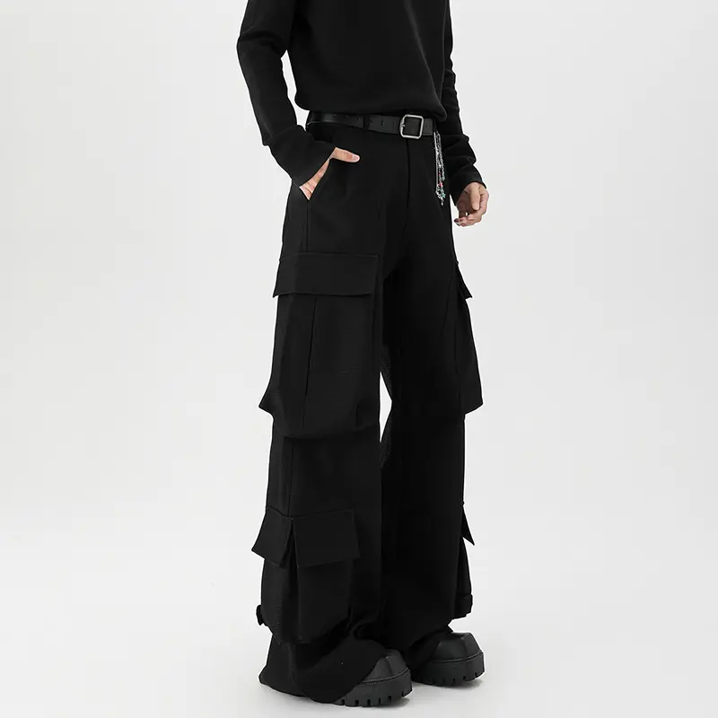 IEFB Summer Autumn Men's Cargo Pants Personality Multi Pockets Baggy Male Overalls Black High Street New Fashion Trend 9W3180