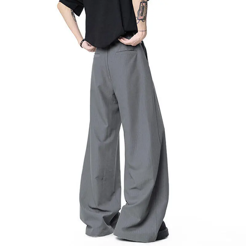 IEFB American Style New Fashion Solid Color Pleated Suit Pants Wide Leg Male Trendy Casual Pants 2025 Streetwear Tide 9W3362
