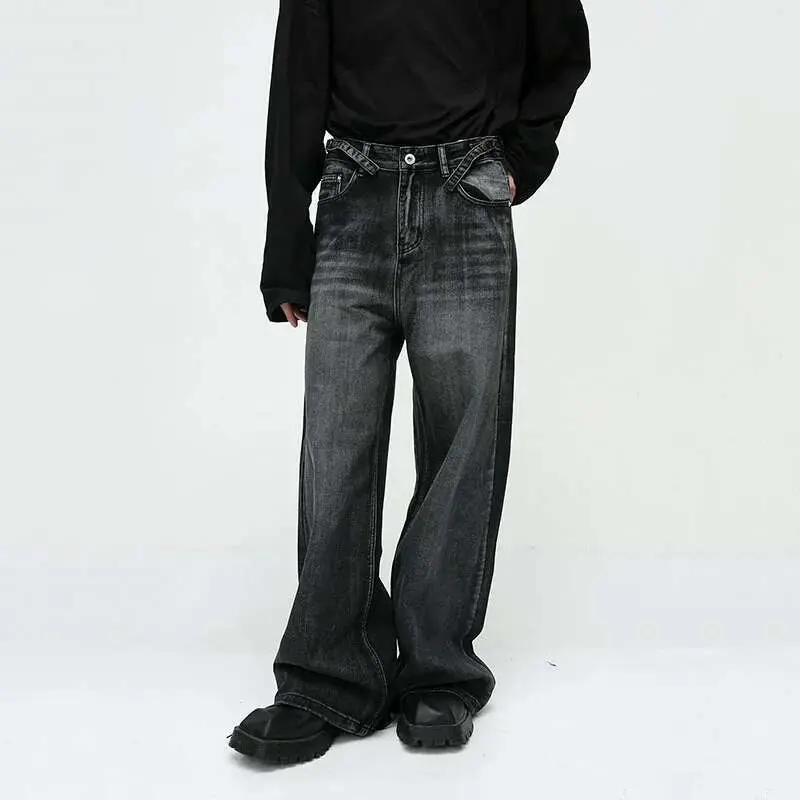 IEFB Vintage Men's Jeans Trend New High Street Handsome Straight Tube Loose Wide Leg Denim Pant Fashion Retro Streetwear 9C3146