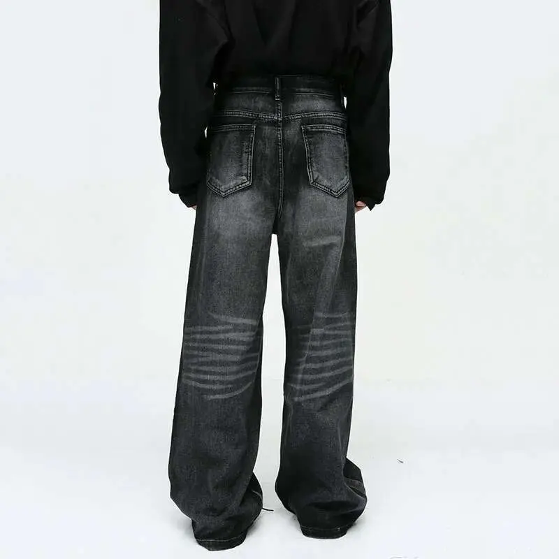 IEFB Vintage Men's Jeans Trend New High Street Handsome Straight Tube Loose Wide Leg Denim Pant Fashion Retro Streetwear 9C3146