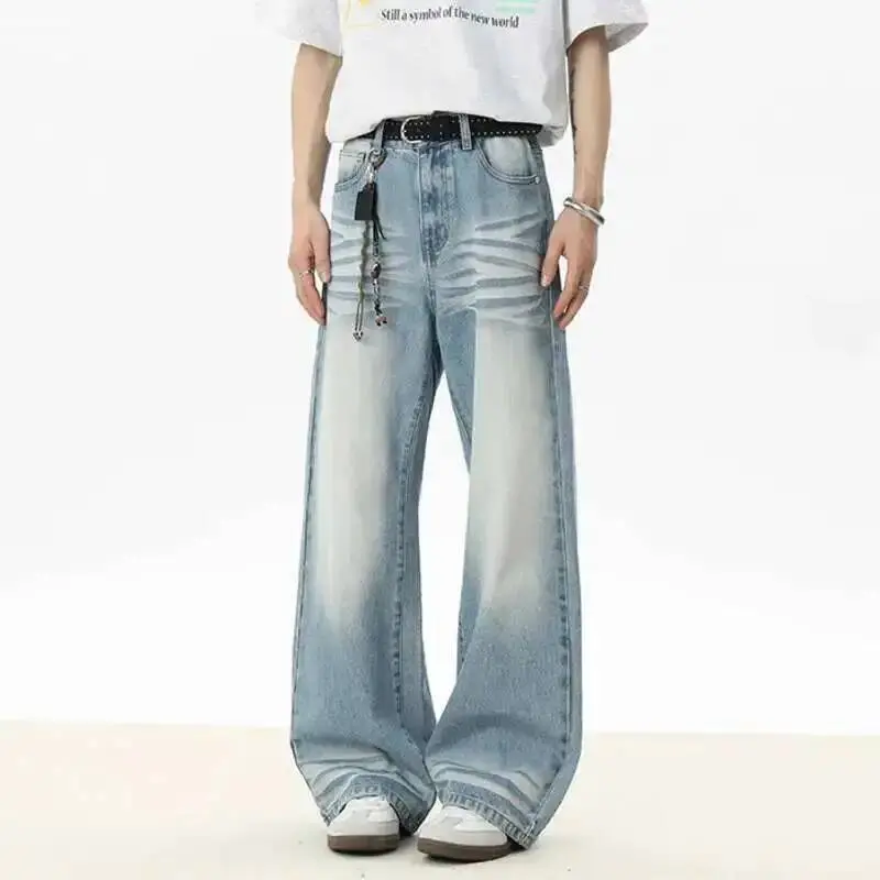 IEFB Men's Jeans New Spring American Style Straight Leg Denim Pants Handsome Curved Knife Design Male Trousers 2025 9W1530
