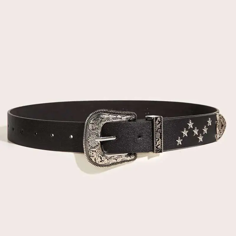 IEFB New Style Belts Decoration Men Star Rivets Trend Fashion Punk Style Wide Belt Personality Women Jeans Belt 9W425