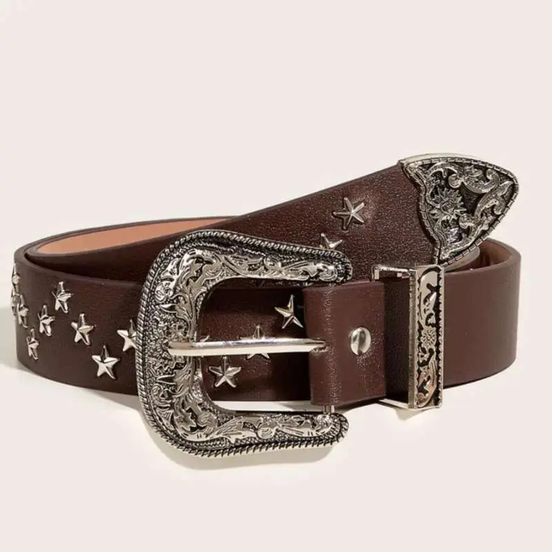 IEFB New Style Belts Decoration Men Star Rivets Trend Fashion Punk Style Wide Belt Personality Women Jeans Belt 9W425