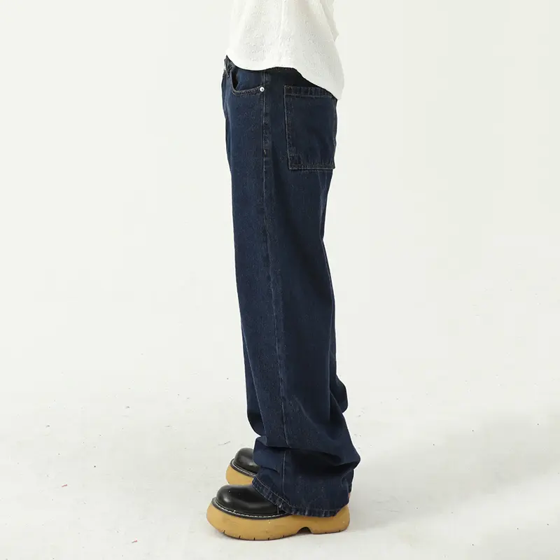 IEFB Men's Wear Straight Denim Pants Four Seasons New Korean Dark Blue Medium Waist Men Jeans Trendy Male Clothing 9W1991