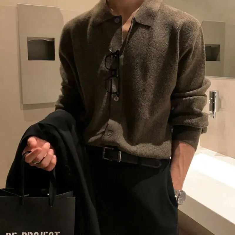 IEFB Cardigan Men's Sweater Autumn Korean Fashion Loose Trend Light Long Sleeve Knitted 2023 Solid Color Male Tops Casual 9A5469