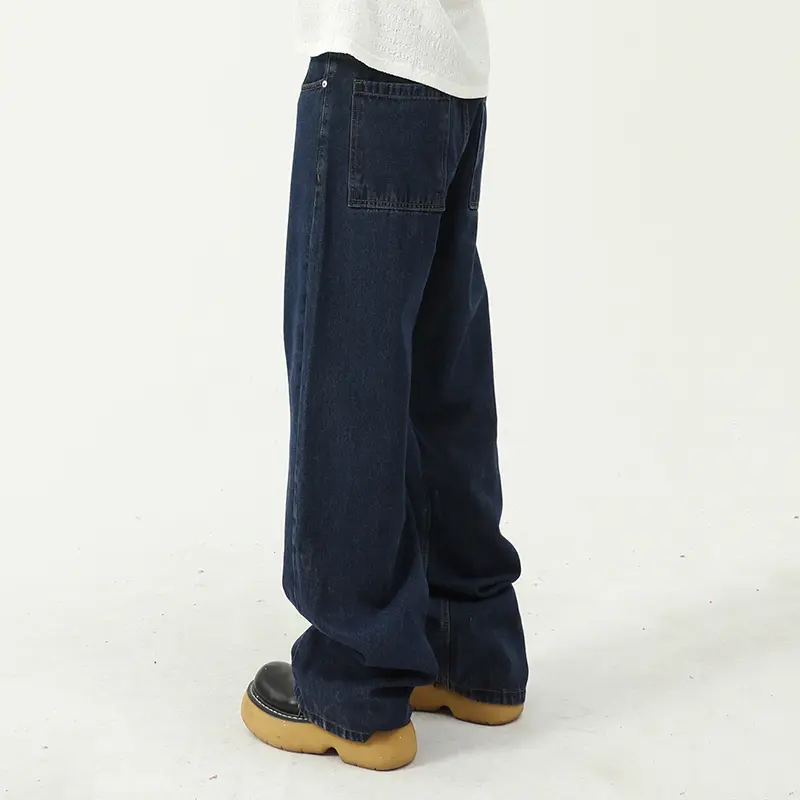 IEFB Men's Wear Straight Denim Pants Four Seasons New Korean Dark Blue Medium Waist Men Jeans Trendy Male Clothing 9W1991
