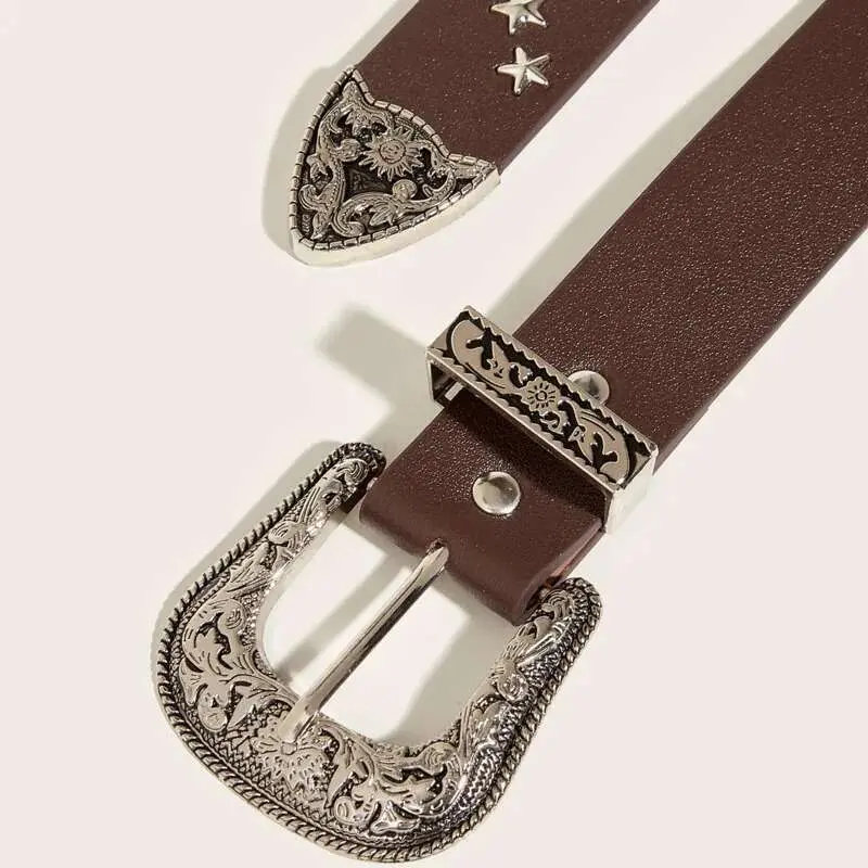 IEFB New Style Belts Decoration Men Star Rivets Trend Fashion Punk Style Wide Belt Personality Women Jeans Belt 9W425