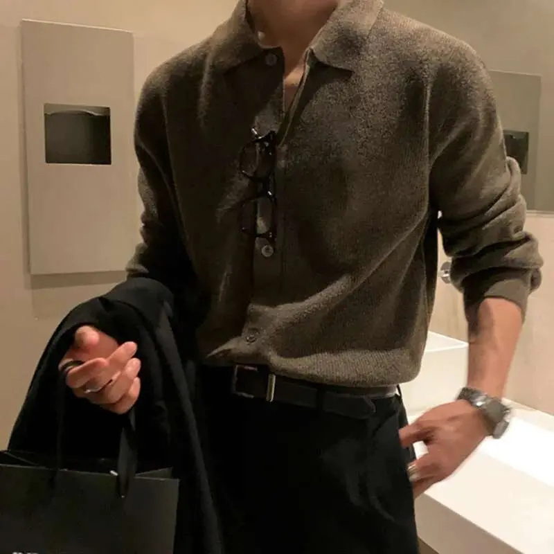 IEFB Cardigan Men's Sweater Autumn Korean Fashion Loose Trend Light Long Sleeve Knitted 2023 Solid Color Male Tops Casual 9A5469