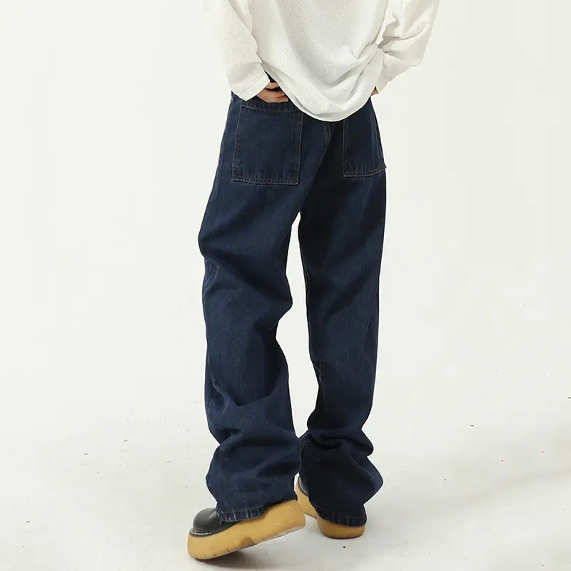 IEFB Men's Wear Straight Denim Pants Four Seasons New Korean Dark Blue Medium Waist Men Jeans Trendy Male Clothing 9W1991
