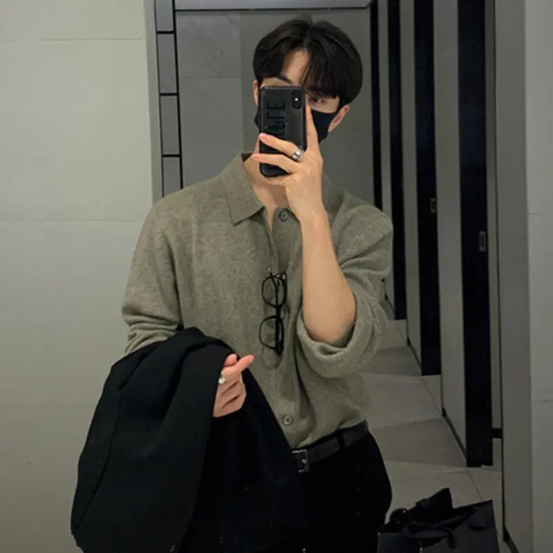 IEFB Cardigan Men's Sweater Autumn Korean Fashion Loose Trend Light Long Sleeve Knitted 2023 Solid Color Male Tops Casual 9A5469