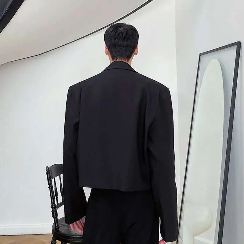 IEFB Elgance Men's Blazers Short Irregular Jacket Cross Suit Collar Patchwork Button Niche Design Male Suit Coat New 9A7474