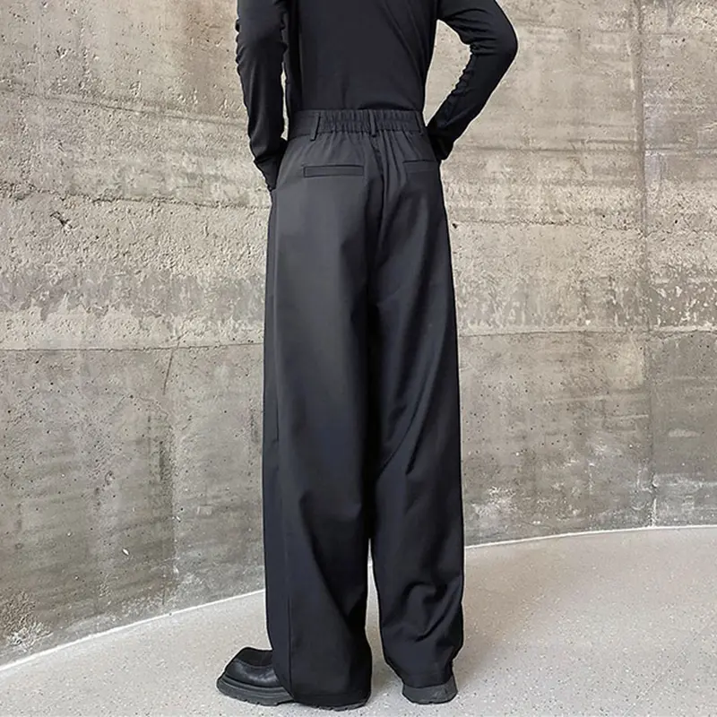 IEFB Men's Trousers Baggy Casual Pants Autumn New Pleated Double Waistband Niche Design Trend Korean Straight Leg Pants 9C2189