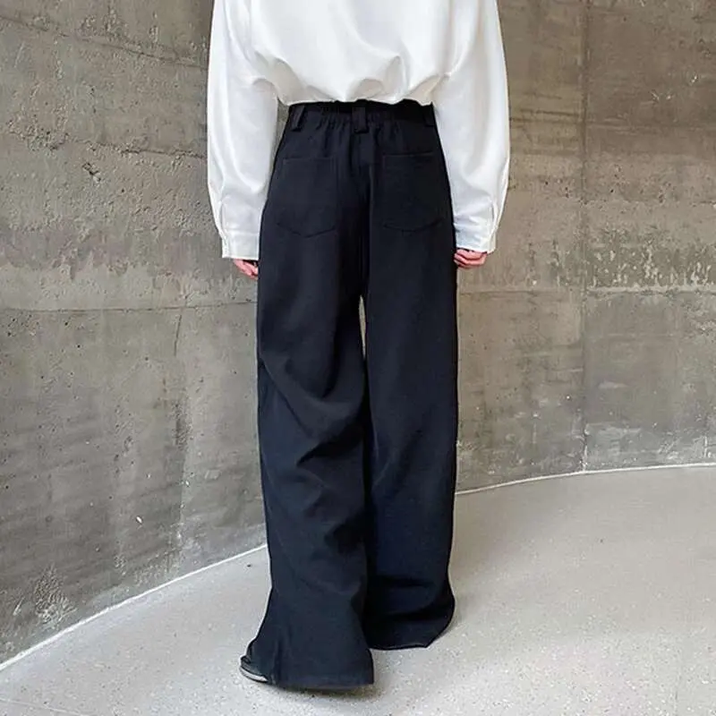 IEFB Patchwork Design Men's Casual Pants Bottom New Trendy Straight Wide Leg Loose Male Solid Color Trousers Korean Style 9C5120