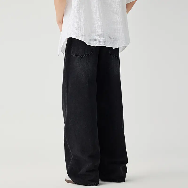 IEFB Men's denim pants American Style Vintage Black Gray Jeans male Floor Length Loose Straight Wide Leg Draped trousers 9W3905