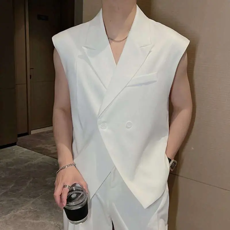 IEFB Summer Niche Design Suit Vest Men's Fashion Sleeveless Blazers Tank Tops Korean Style Loose Casual Tops Solid Color 9C617