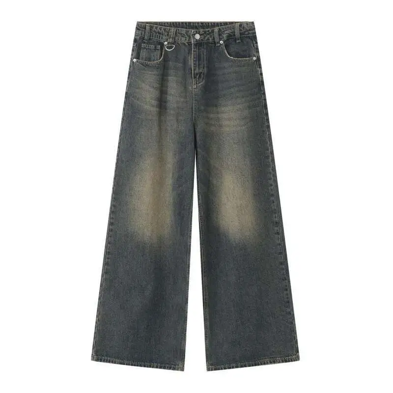IEFB Summer Men's Denim Pants Old Blue Washed Male Jeans Straight Casual Menwear Loose Wide Leg Trousers New Fashion 9C354