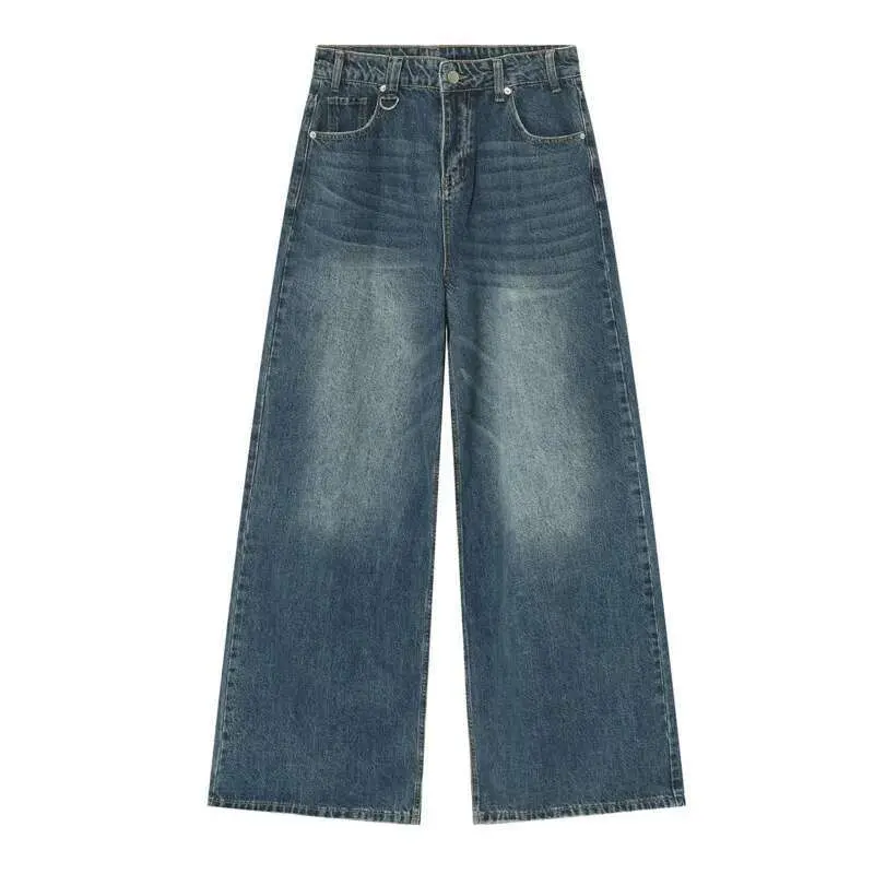 IEFB Summer Men's Denim Pants Old Blue Washed Male Jeans Straight Casual Menwear Loose Wide Leg Trousers New Fashion 9C354