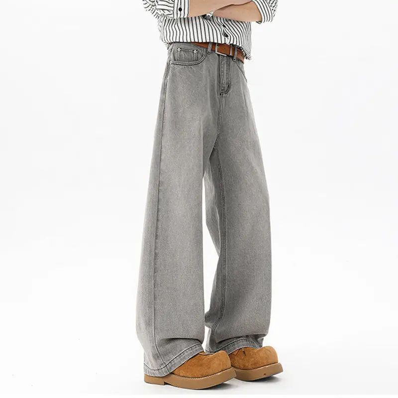 IEFB Men's Jeans New Korean Washed Tide Straight Leg Design Handsome Male Trousers Solid Color Stylish Simple Trousers 9W1644