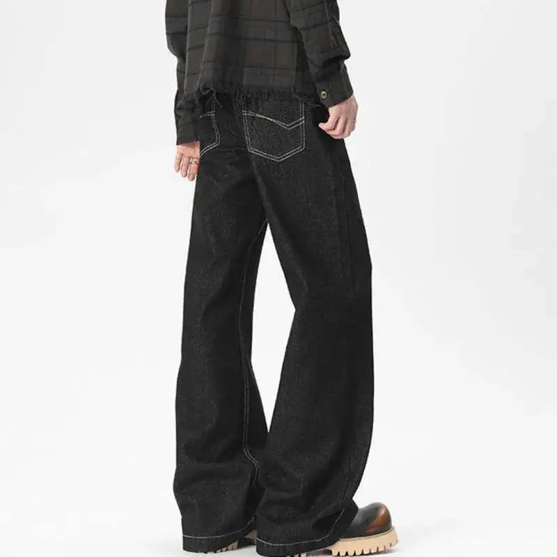 IEFB Men's Baggy New American High Steet Solid Color Decoration Straight Leg Trousers Spring Casual Male Trendy 2025 9W1539