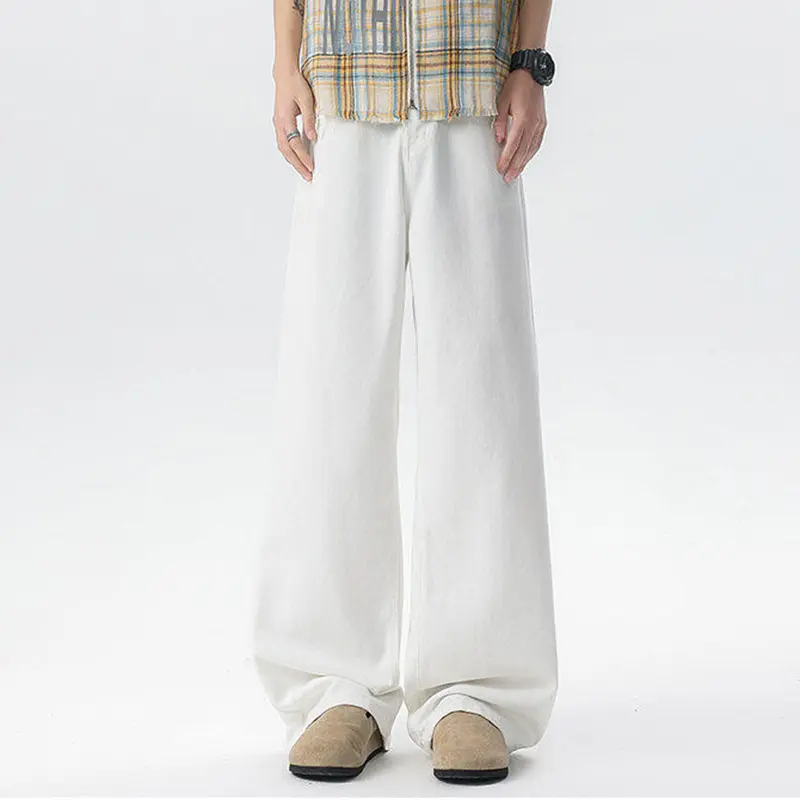 IEFB Men's Jeans New Korean Washed Tide Straight Leg Design Handsome Male Trousers Solid Color Stylish Simple Trousers 9W1644