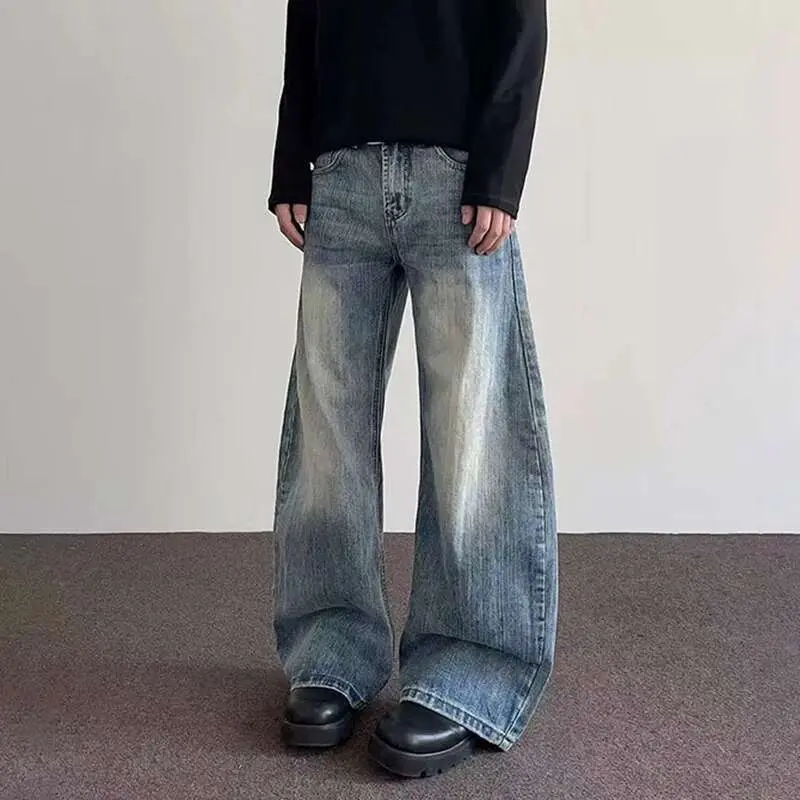 IEFB Men's Jeans New American Style High Street Cleanfit Curved Knife Male Flared Straight Leg Trousers Trendy Bottoms 9W1488