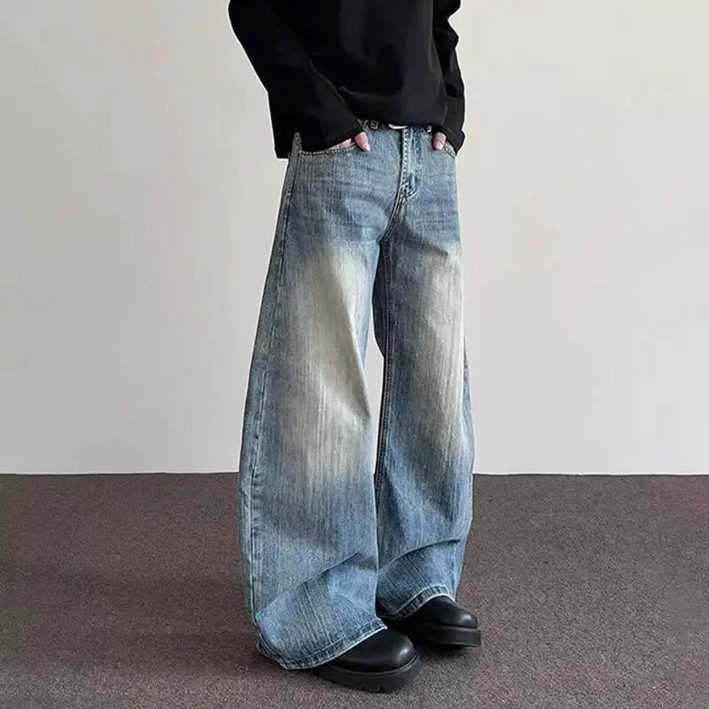 IEFB Men's Jeans New American Style High Street Cleanfit Curved Knife Male Flared Straight Leg Trousers Trendy Bottoms 9W1488