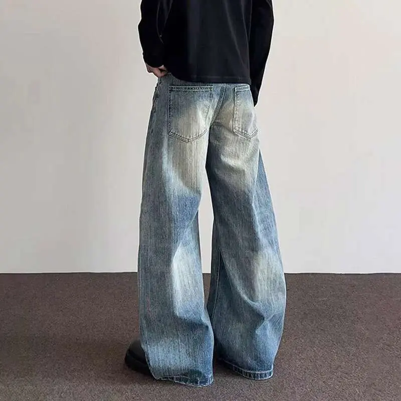 IEFB Men's Jeans New American Style High Street Cleanfit Curved Knife Male Flared Straight Leg Trousers Trendy Bottoms 9W1488