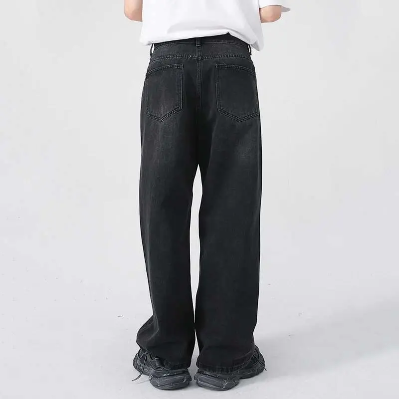 IEFB Men's Jeans New Korean Personality Straight Wide Leg Denim Pants Fashion Autumn Spring Vintage Male Trousers 9A5577