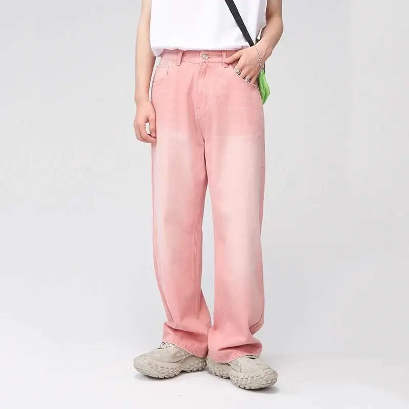 IEFB Men's Jeans New Korean Personality Straight Wide Leg Denim Pants Fashion Autumn Spring Vintage Male Trousers 9A5577