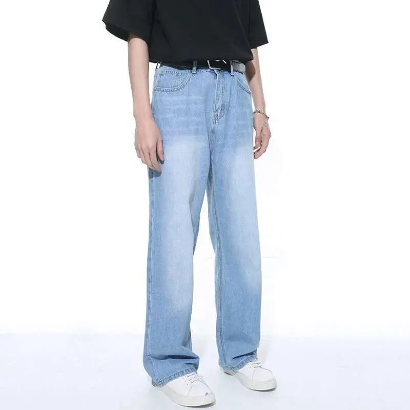 IEFB Men's Jeans New Korean Personality Straight Wide Leg Denim Pants Fashion Autumn Spring Vintage Male Trousers 9A5577