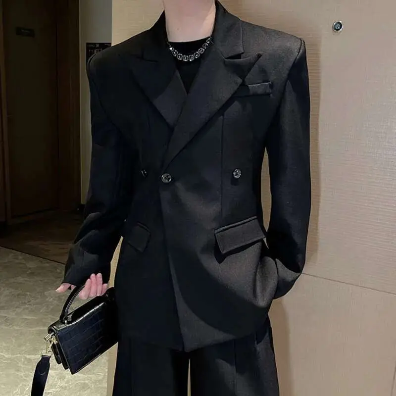 IEFB Men's Blazers New Solid Color Threedimensional Shoulder Design Spring Men Clothing Stylish Lapel Suit Jacket Club 9W1418