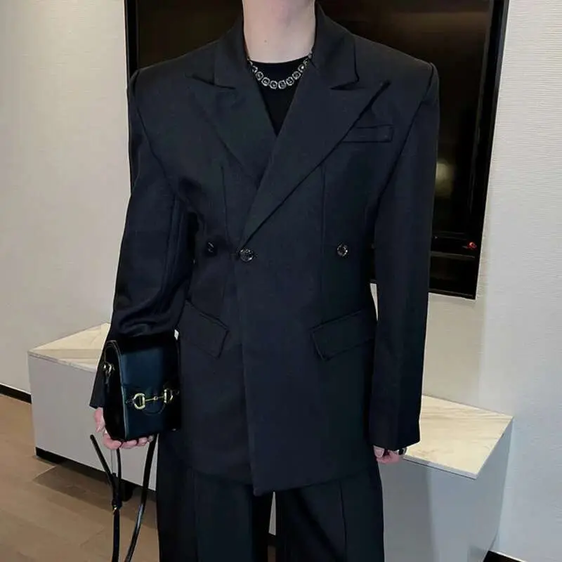 IEFB Men's Blazers New Solid Color Threedimensional Shoulder Design Spring Men Clothing Stylish Lapel Suit Jacket Club 9W1418