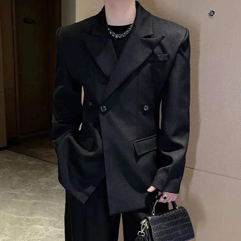 IEFB Men's Blazers New Solid Color Threedimensional Shoulder Design Spring Men Clothing Stylish Lapel Suit Jacket Club 9W1418