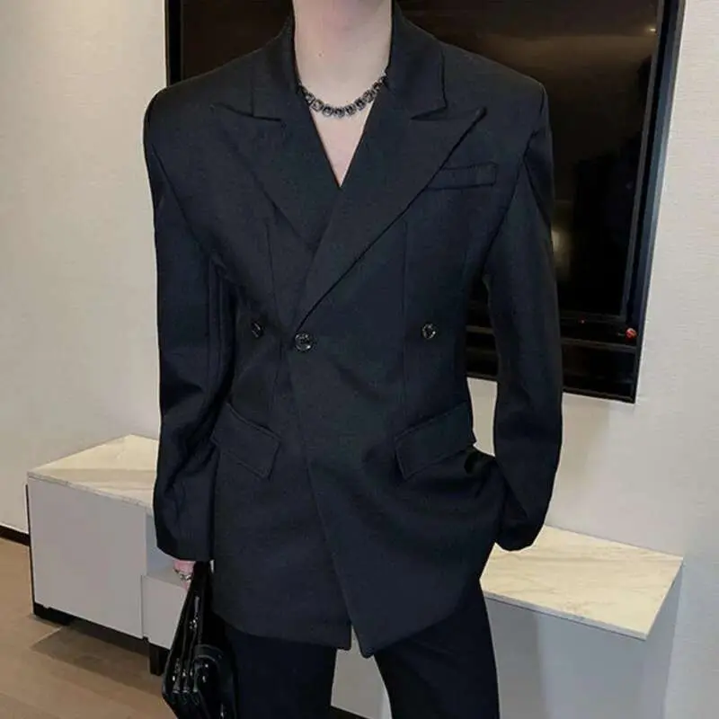 IEFB Men's Blazers New Solid Color Threedimensional Shoulder Design Spring Men Clothing Stylish Lapel Suit Jacket Club 9W1418