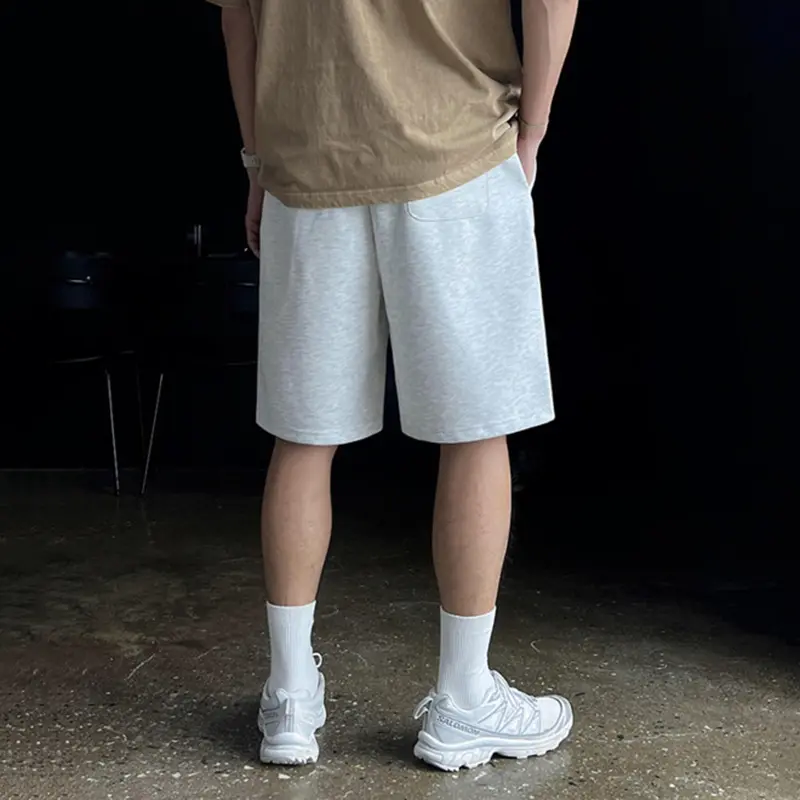 IEFB Korean Style Men's Casual Shorts Drawstring Solid Color Wide Leg Pleated Elastic Waist Straight Male Trousers Summer 9W3107