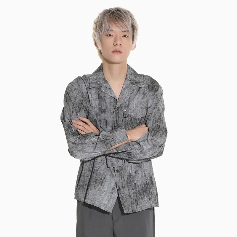 IEFB Niche Design Men's Shirts Lapel Tie Dye Contrast Color Single Breasted Casual Tops Long Sleeved Loose Male Shirt 9W4301