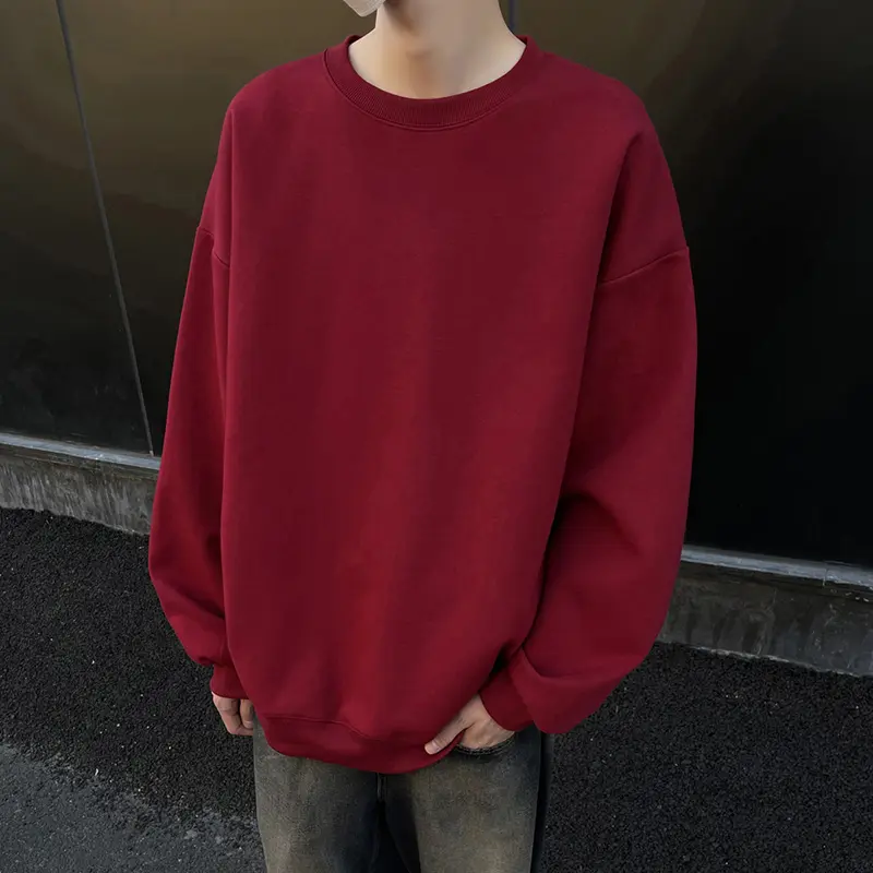 IEFB Round Collar Simple Male Top New Trendy Long Sleeve Solid Color Pullover Men Clothing 2025 Autumn Men's Clothing 9W4050
