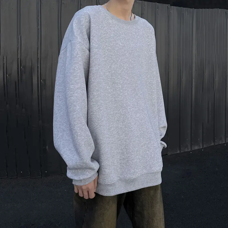 IEFB Round Collar Simple Male Top New Trendy Long Sleeve Solid Color Pullover Men Clothing 2025 Autumn Men's Clothing 9W4050