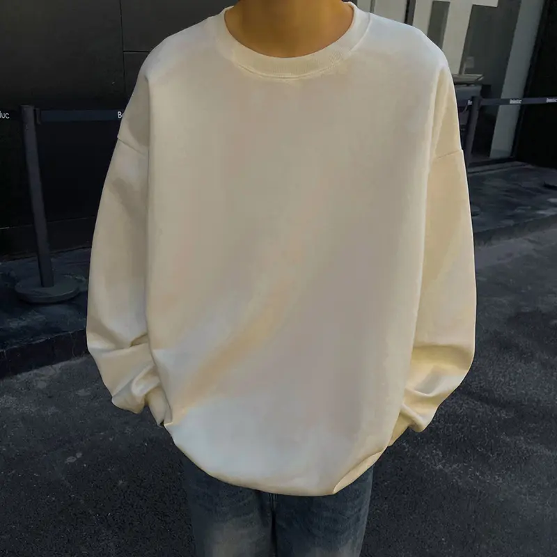 IEFB Round Collar Simple Male Top New Trendy Long Sleeve Solid Color Pullover Men Clothing 2025 Autumn Men's Clothing 9W4050