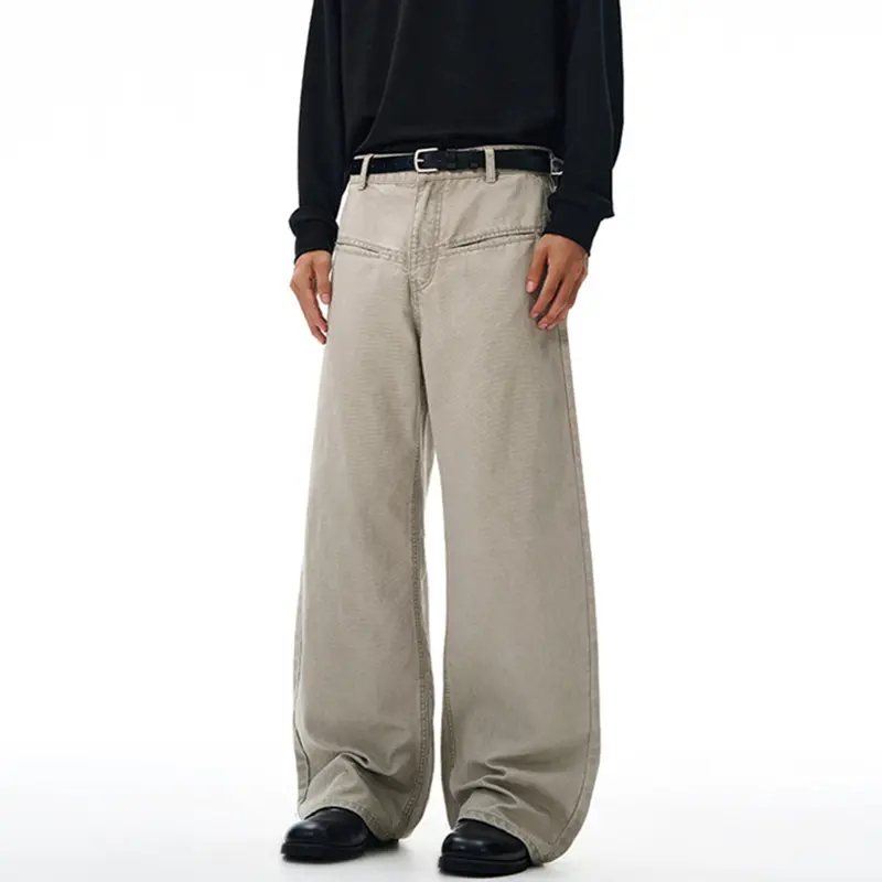IEFB Simple Men Casual Trousers All-match Solid Color Front Pocket American Style Loose Washed Vintage Male Pants Autumn 9W4272
