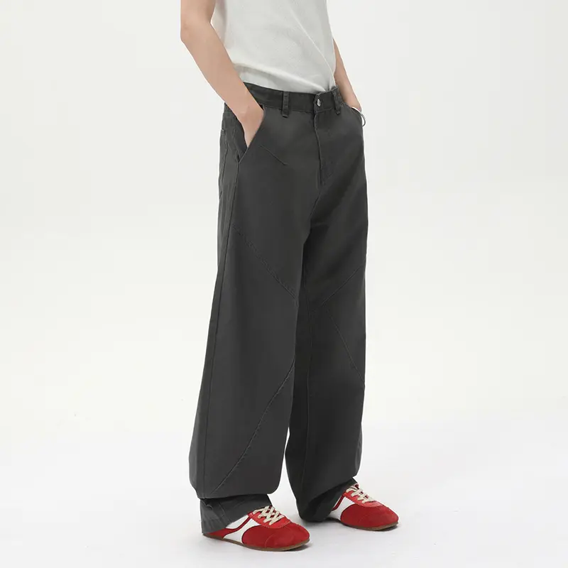 IEFB Men's Wear Wide Leg Curved Knife Pants American Deconstructed Men Overalls Trendy Loose Male Casual Trousers Vintage 9W2987