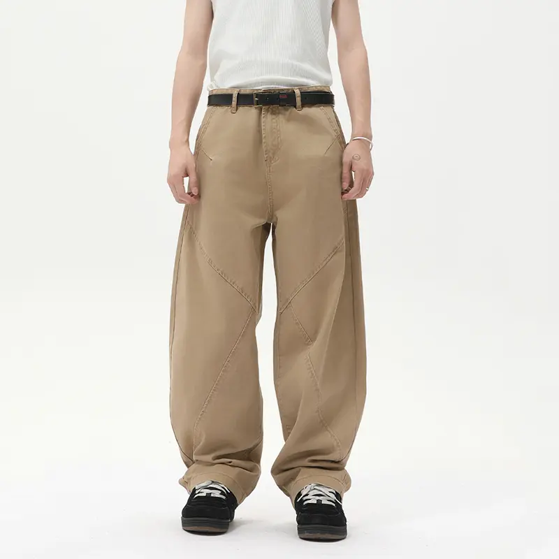 IEFB Men's Wear Wide Leg Curved Knife Pants American Deconstructed Men Overalls Trendy Loose Male Casual Trousers Vintage 9W2987