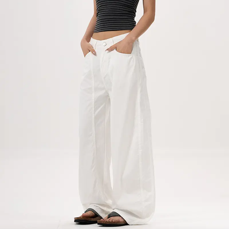 IEFB New Stylish Male Casual Pants Men's Summer Thin Breathable Draped Wide Leg Scimitar Trousers Loose Male Solid Color 9W3710