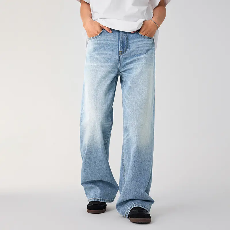 IEFB Cleanfit Baggy Men Jeans Wide Leg Summer Casual New Versatile Straight Male Denim Pants Men's Clothing Loose Fit 9W3764